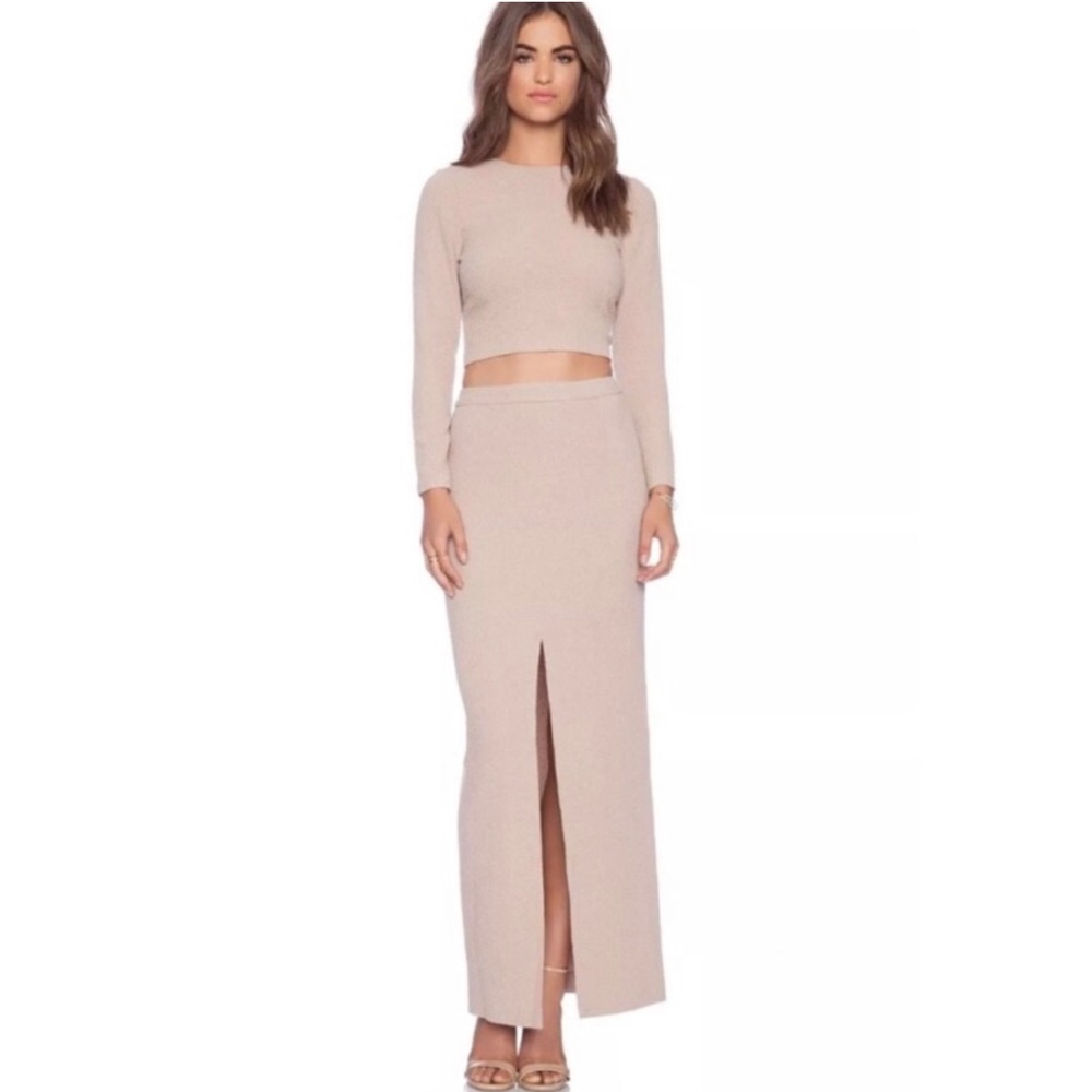 Alice + Olivia Abby Slim Maxi Skirt Size 2 Dusty Pink